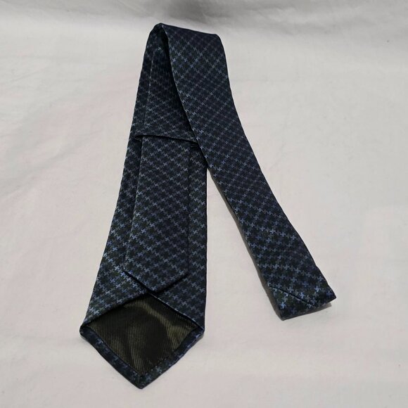 Luigi Borrelli Napoli Italy 100% Silk Necktie Green Blue Puppytooth 3" x 59 1/2 - Picture 3 of 5